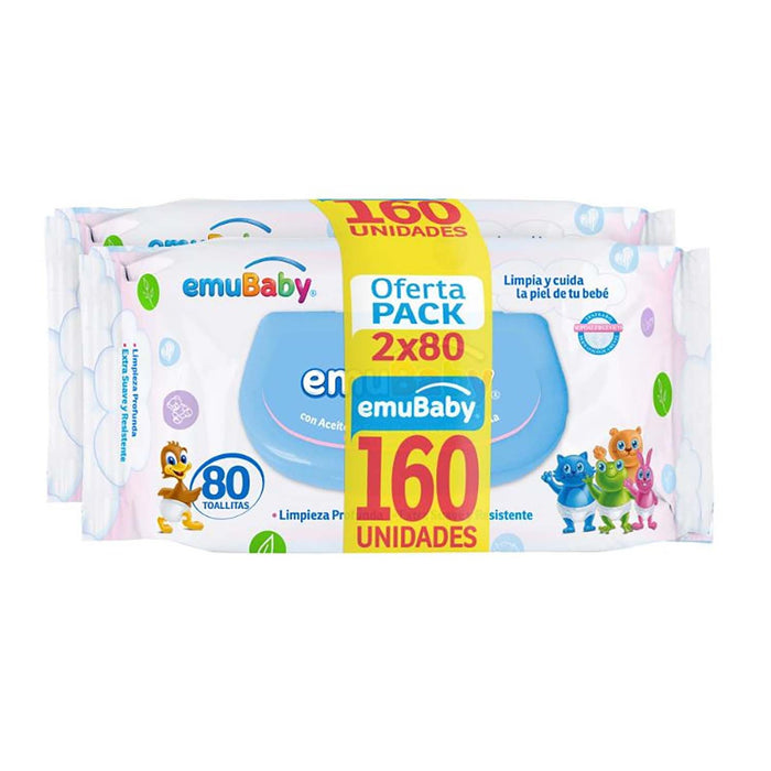 TOALLA HÚMEDA EMUWIPES CON TAPA PACK 160UN.