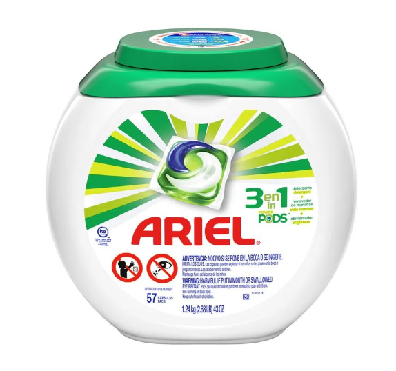 DETERGENTE ARIEL PODS EN CAPSULAS 57 UN.