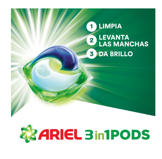 DETERGENTE ARIEL PODS EN CAPSULAS 57 UN.