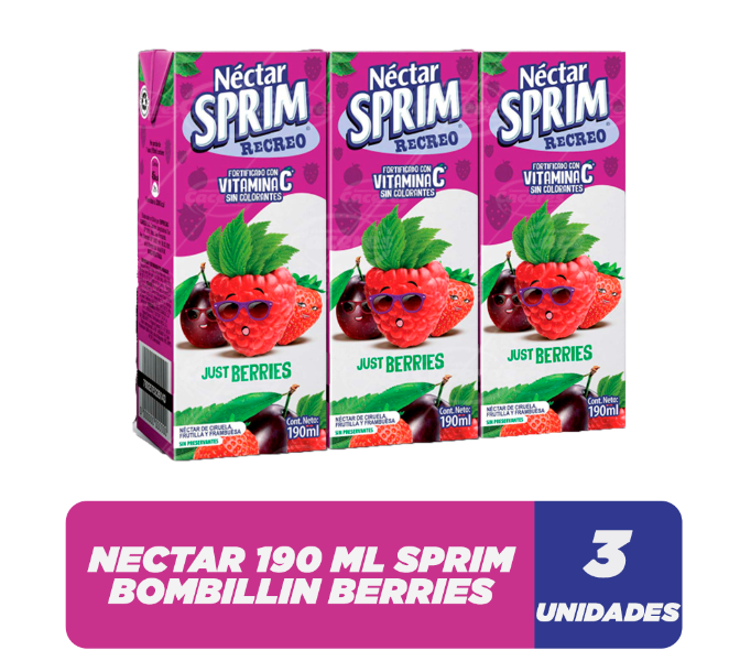 NECTAR SPRIM BOMBILLIN 190ML 3 UN. VARIEDADES