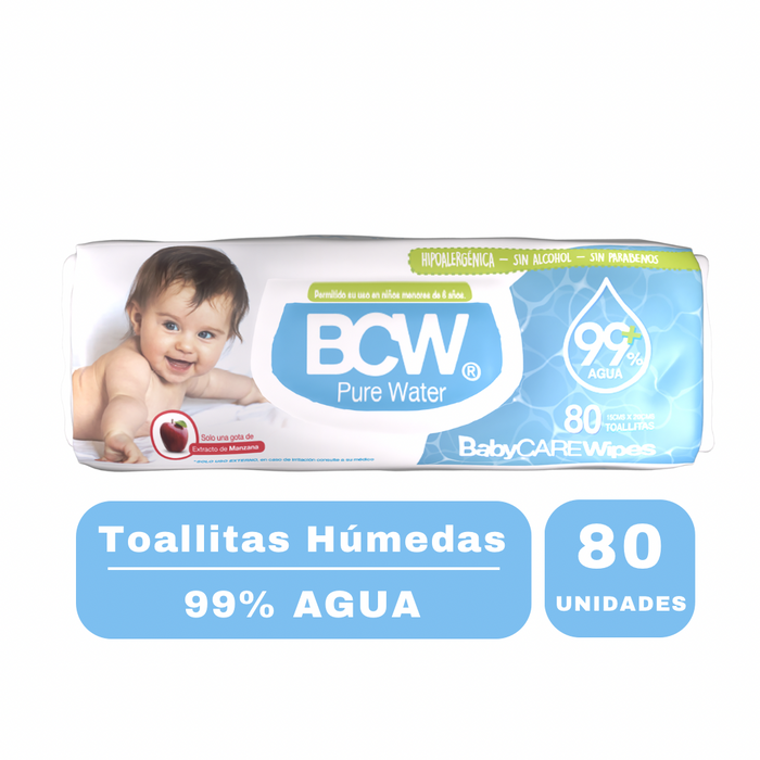 TOALLAS HÚMEDAS BCW PURE WATER CAJA 20 PQTES.