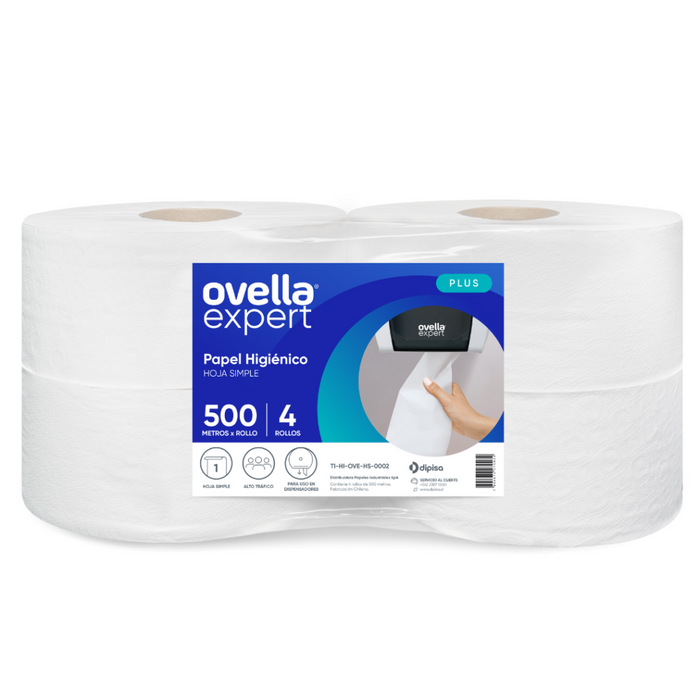 PAPEL HIGIENICO INDUSTRIAL OVELLA 500MT X 4