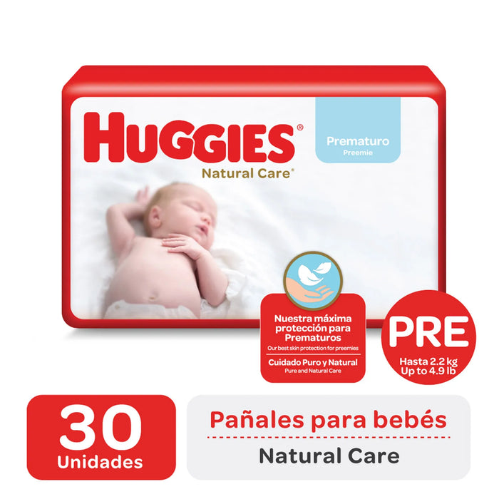 PAÑAL HUGGIES NATURAL CARE PREMATURO 30 UN