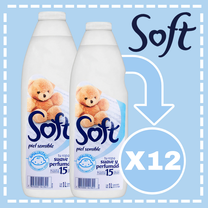 SUAVIZANTE SOFT PIEL SENSIBLE 1 LT CAJA 12UN