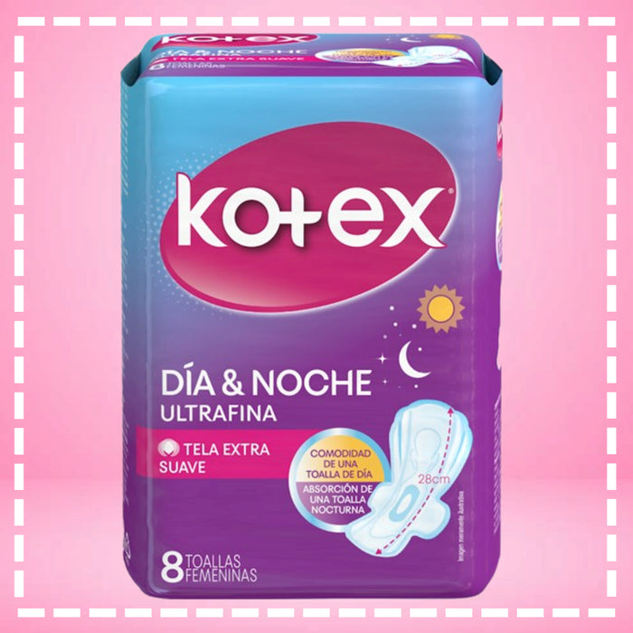 TOALLA FEMENINA KOTEX DIA Y NOCHE 8 UN