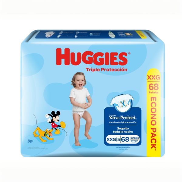 PAÑAL HUGGIES TRIPLE PROTECCIÓN XXG 68UN.