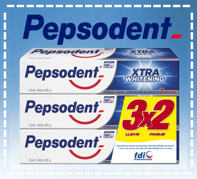 PASTA DE DIENTES PEPSODENT XTRA WHITENING 90 GR PACK X 3