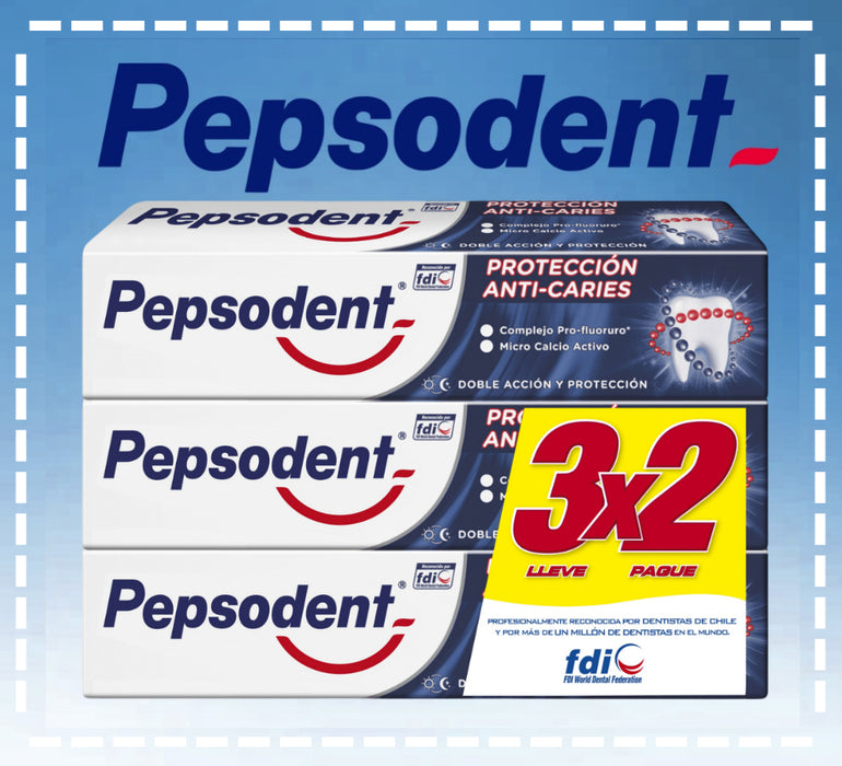 PASTA DE DIENTES PEPSODENT ANTICARIES 130 GR PACK X 3