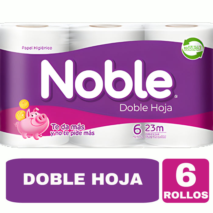 PAPEL HIGIÉNICO NOBLE DOBLE HOJA 23 MTS 8 X 6 UN