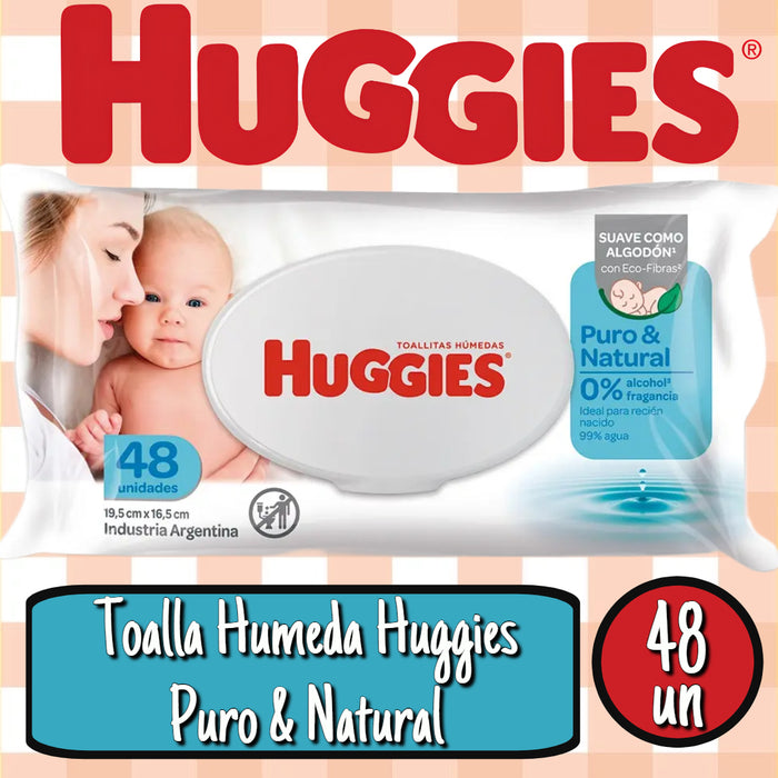 TOALLA HÚMEDA HUGGIES RN PURO & NATURAL 48 UN