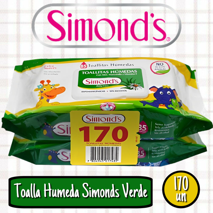 TOALLA HÚMEDA SIMOND'S VERDE  170 UN